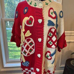 Vtg Chunky Holiday Short Sleeve Sweater - Women's Sz Large